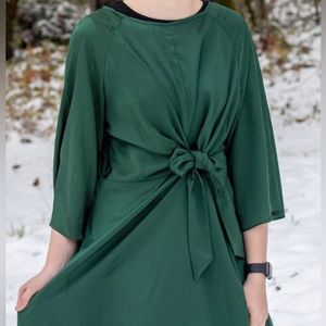 Emerald green silk dress